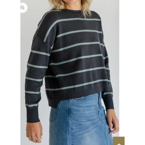 Becool Striped Boxy Oversized Knit Top Lightweight Sweater